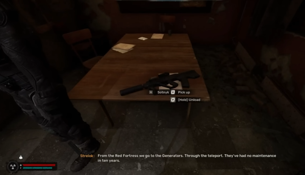 Picking up Sotnyk rifle on table