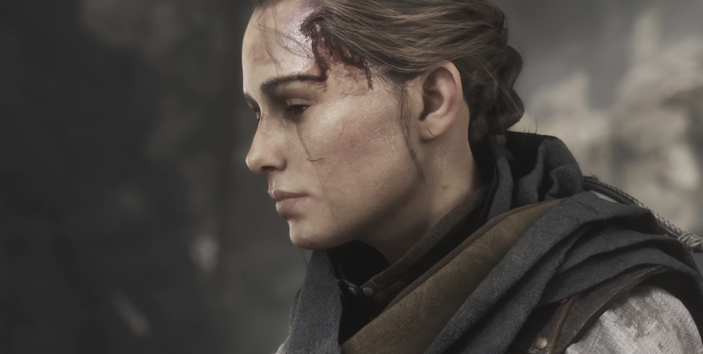 Amicia from A Plague Tale looking serious.
