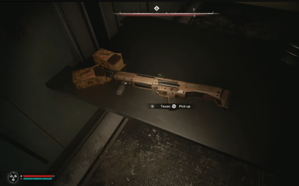 Shotgun on table with ammo boxes