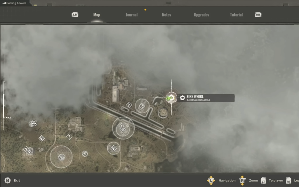 Game map showing Fire Whirl location marker