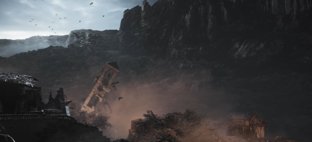 Chapter 13: The Void environment, ruins collapsing.