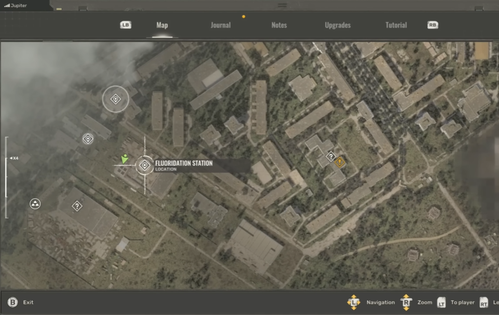 Game map showing Fluoridation Station location