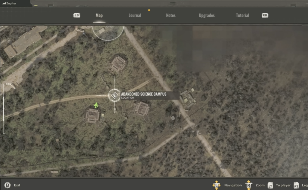 Game map showing Abandoned Science Campus location