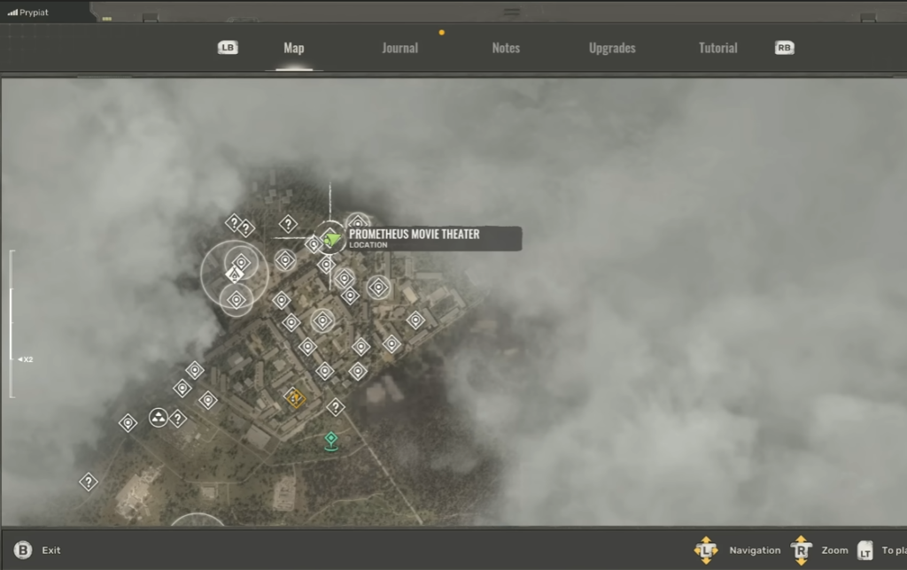 Game map showing Prometheus Movie Theater location