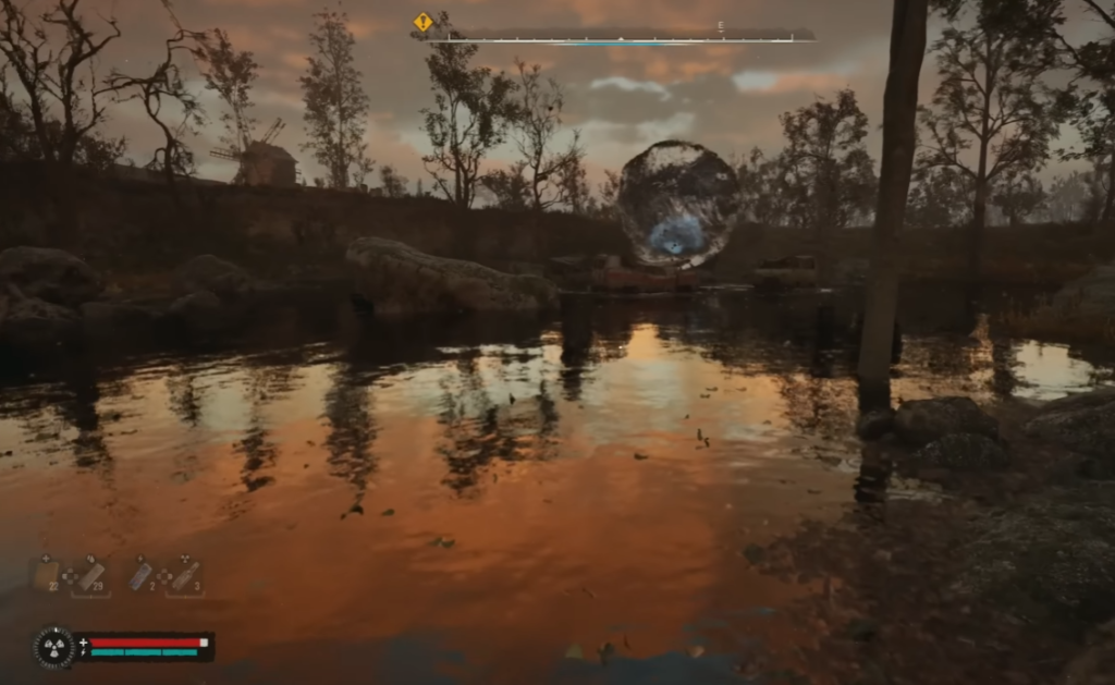 Glowing portal over swamp at sunset