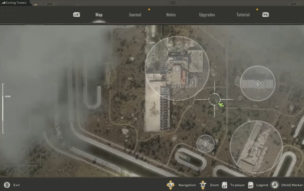 Game map showing cooling towers area