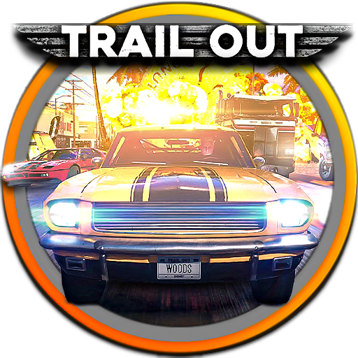 Trail Out logo over racing car on street