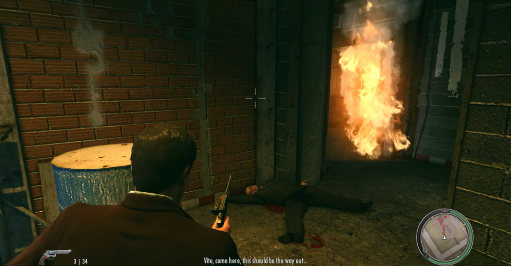 Man holding gun near dead body.