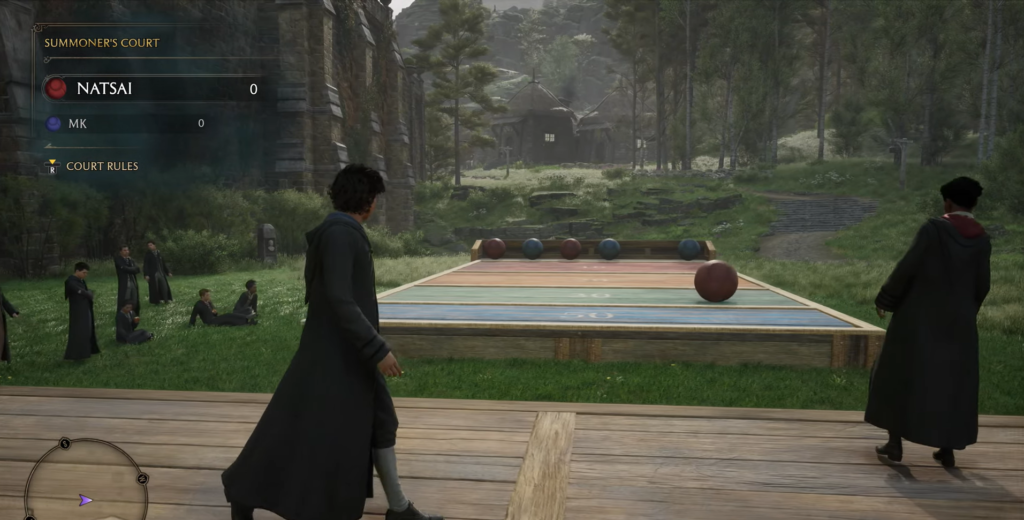 Students playing Summoner's Court outdoors.