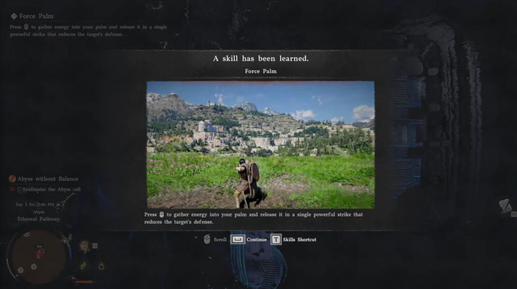 Dragon's Dogma 2 skill learned screen over landscape view