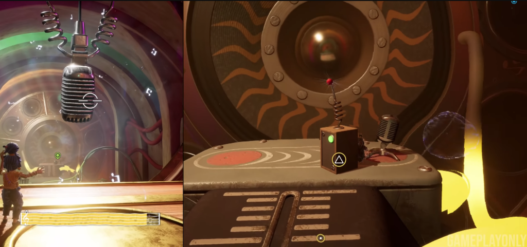 It Takes Two character aiming at microphone in studio