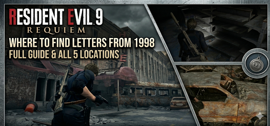 Resident Evil 9 guide text over gameplay