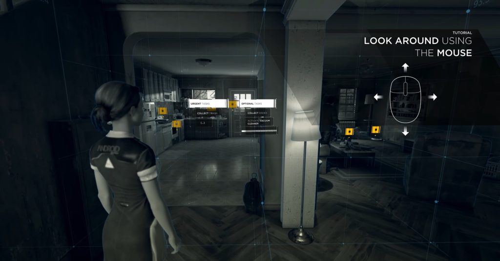 Kara from Detroit: Become Human stands in apartment