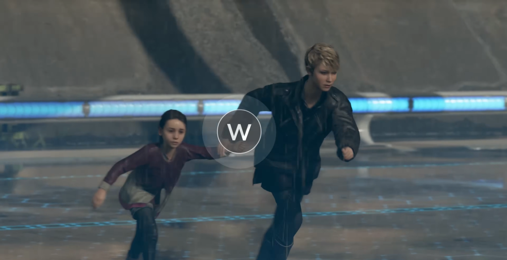Kara and Alice run in rain, Detroit: Become Human