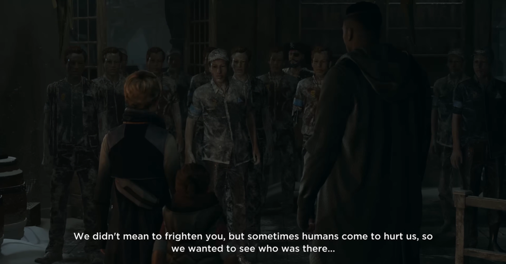 Androids confront humans inside building in Detroit: Become Human