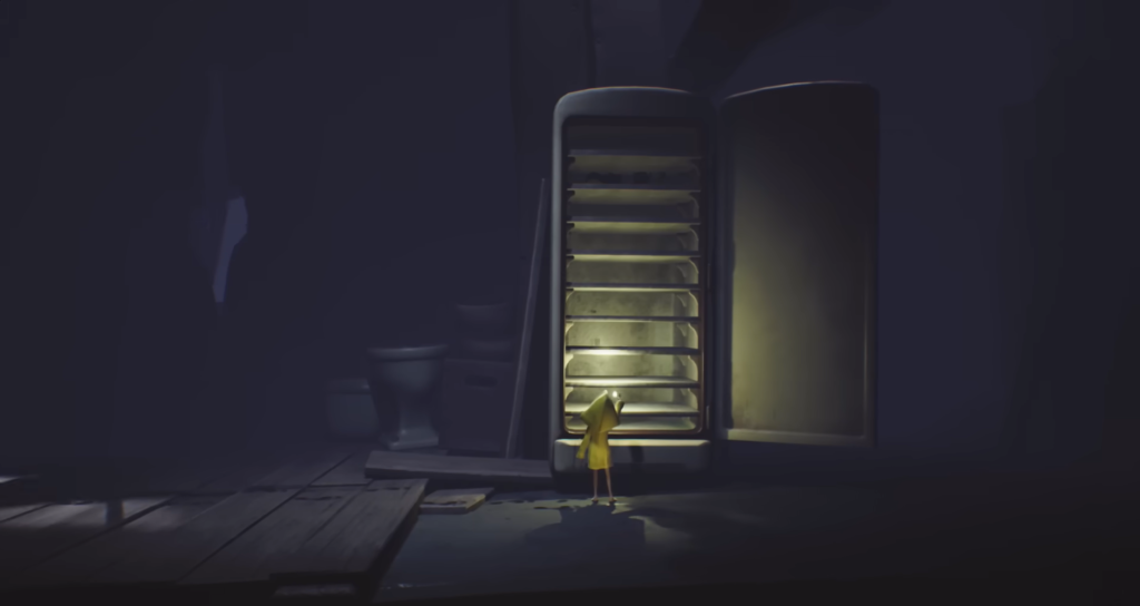 Six from Little Nightmares opens refrigerator in dark room