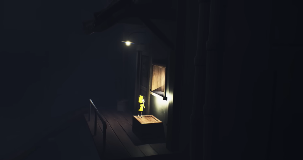 Six from Little Nightmares standing by lit window