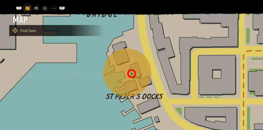 Map marker highlighting St Peter's Docks objective area