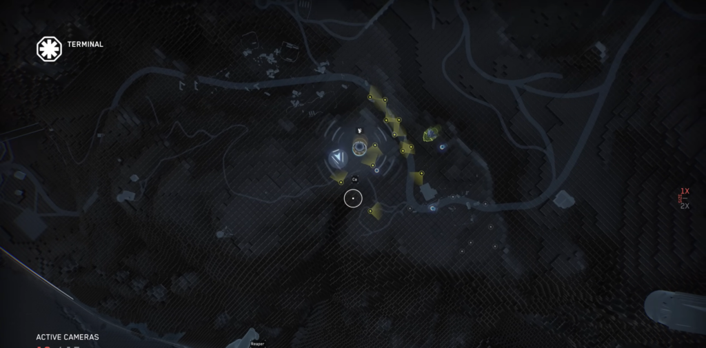Tactical map showing terminal objective markers at night