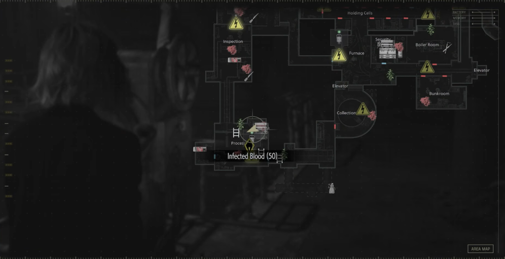Game map showing infected blood location