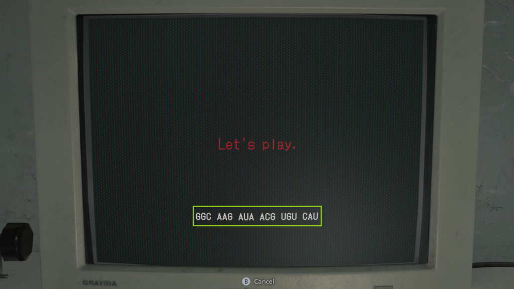 Computer monitor displaying “Let’s play” text
