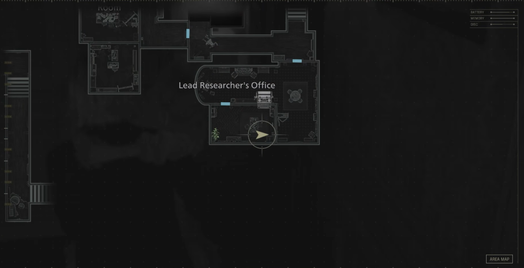Lead Researcher's Office area map screen
