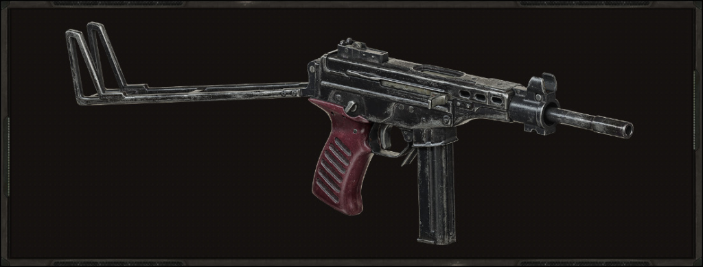 Black submachine gun on dark background