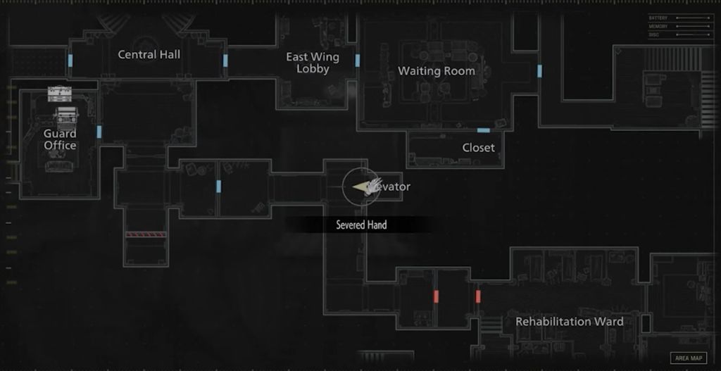 Severed Hand marked on building map
