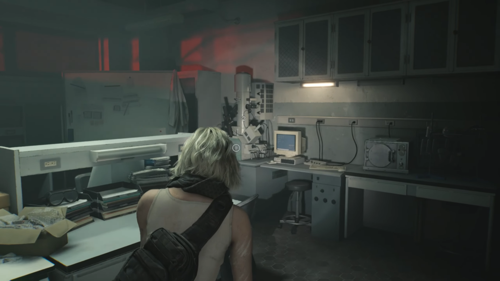 Woman stands in laboratory room
