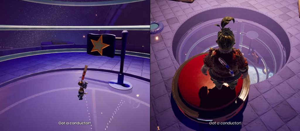 It Takes Two character standing on red button platform