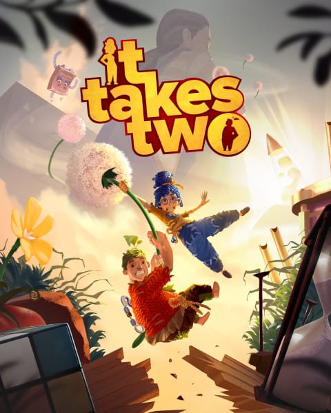 It Takes Two logo above Cody and May jumping