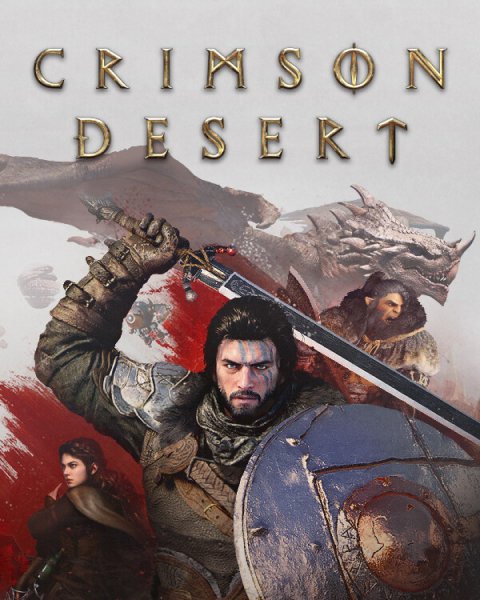 Crimson Desert warrior raises sword with shield in battle