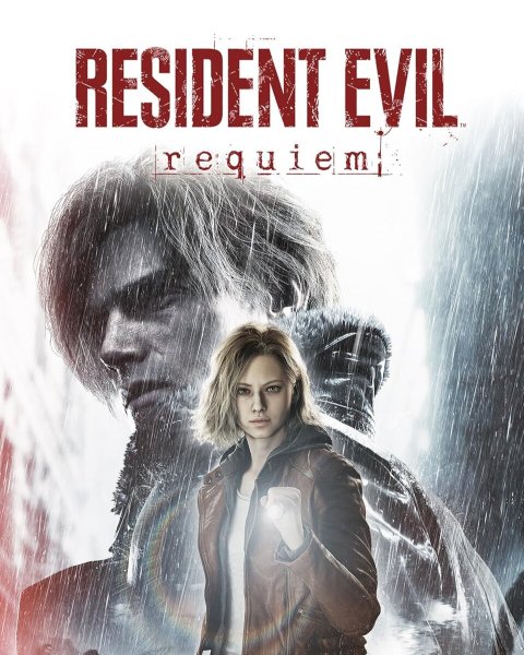 Resident Evil Requiem title above woman in rain